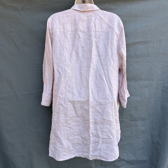 Chico's Size 1.5 I US 10 No Iron 100% Linen Shirt 3/4 Sleeves Lightweight Tan - Picture 2 of 5